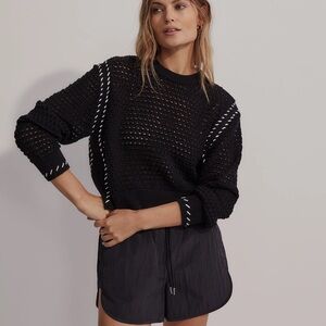 Varley Elkin Black Sweater with White Accents